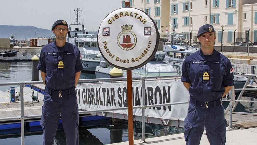 Royal Navy Gibraltar Squadron Commanding Officer Handover from Lt Cdr Walkley to Lt Cdr Cardy