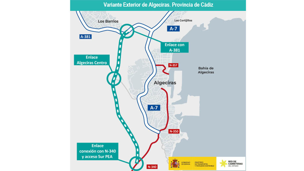 Plano de la variante exterior de Algeciras